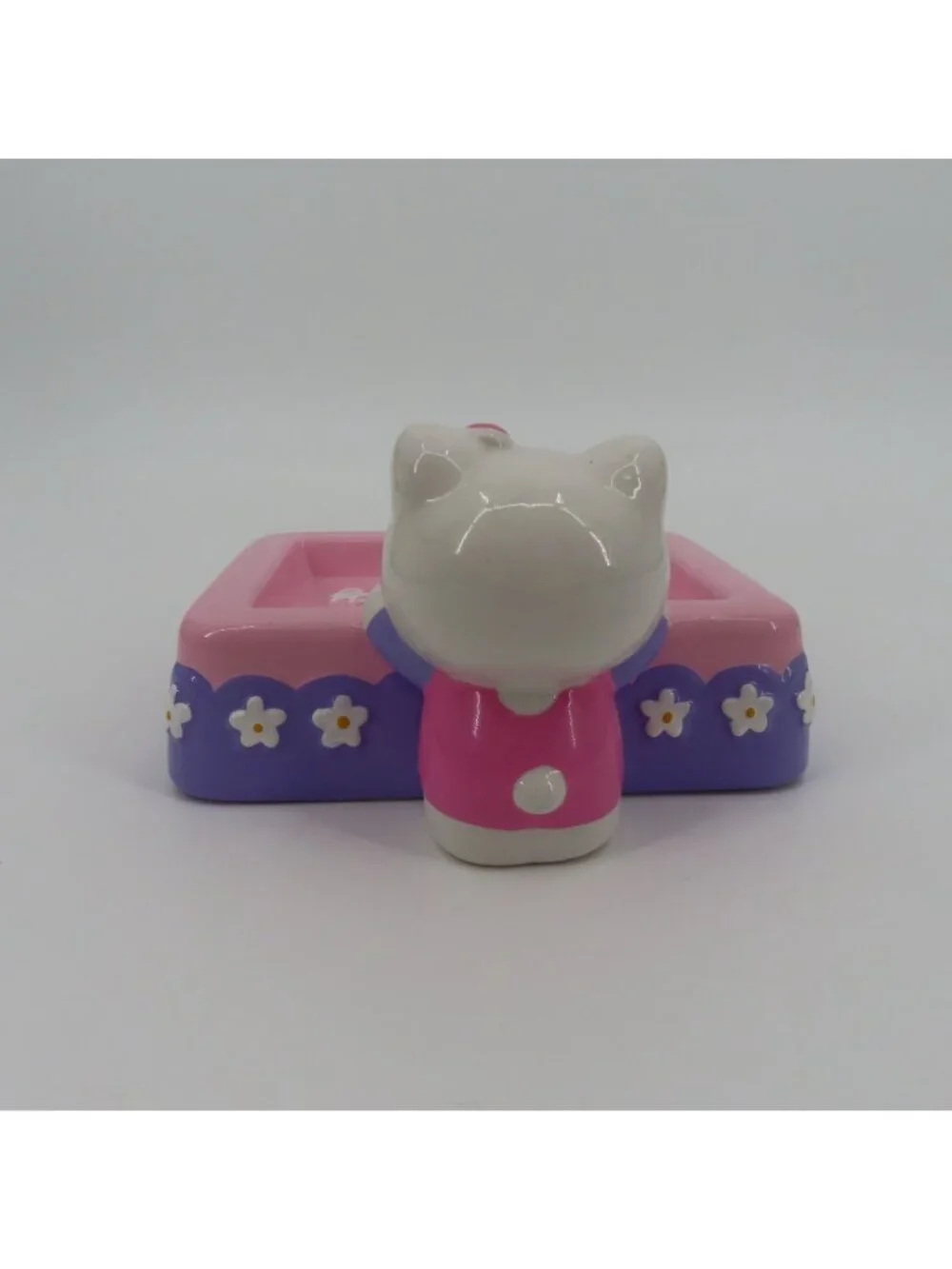 Sanrio Hello Kitty 2000 Y2K Ceramic Soap Dish Pink Purple Daisy Flower Bathroom